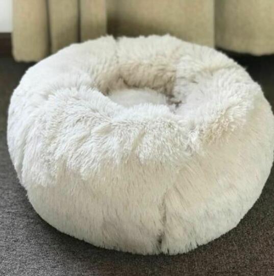 Luxury Calming Donut Pet Bed – Anti-Anxiety Plush Bed for Dogs & Cats