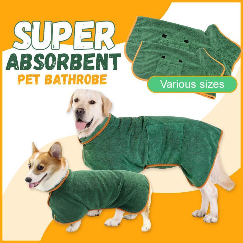Super Absorbent Dog Bathrobe Towel – Quick Drying Pet Drying Coat with Adjustable Straps