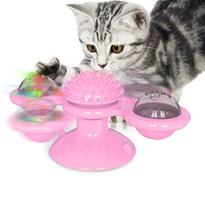 Interactive Suction Windmill Cat Toy – Catnip, Luminous Ball & Teeth Grinding