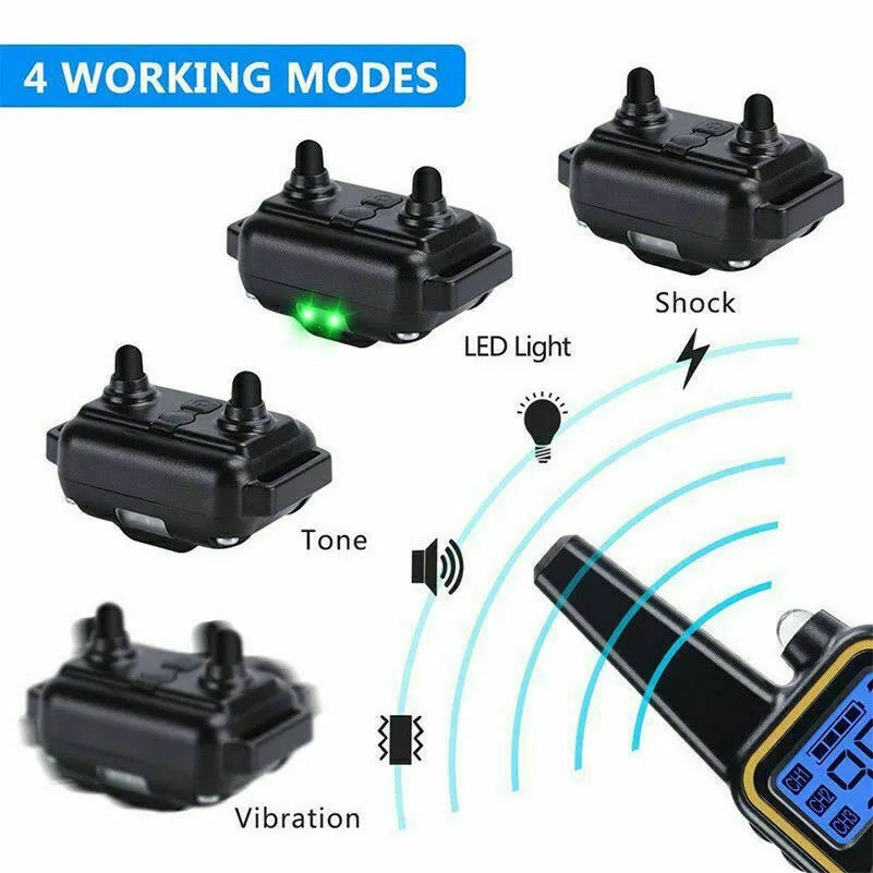 Digital Dog Training Collar Waterproof Rechargeable Remote Control Pet with LCD Display for All Size Shock Vibration Sound -3000 FT