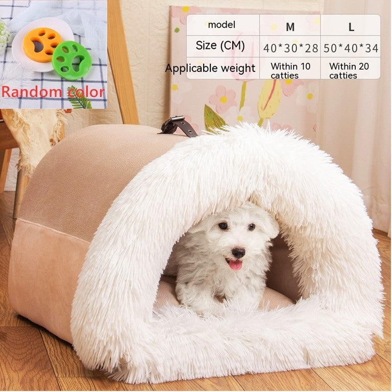 Plush Cat & Dog House – Semi-Enclosed Cozy Pet Nest with Privacy & Style