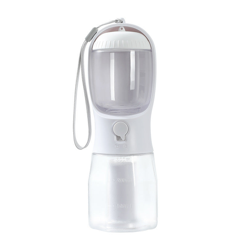 3-in-1 Portable Pet Water Bottle with Food & Waste Bag Dispenser – 300ml