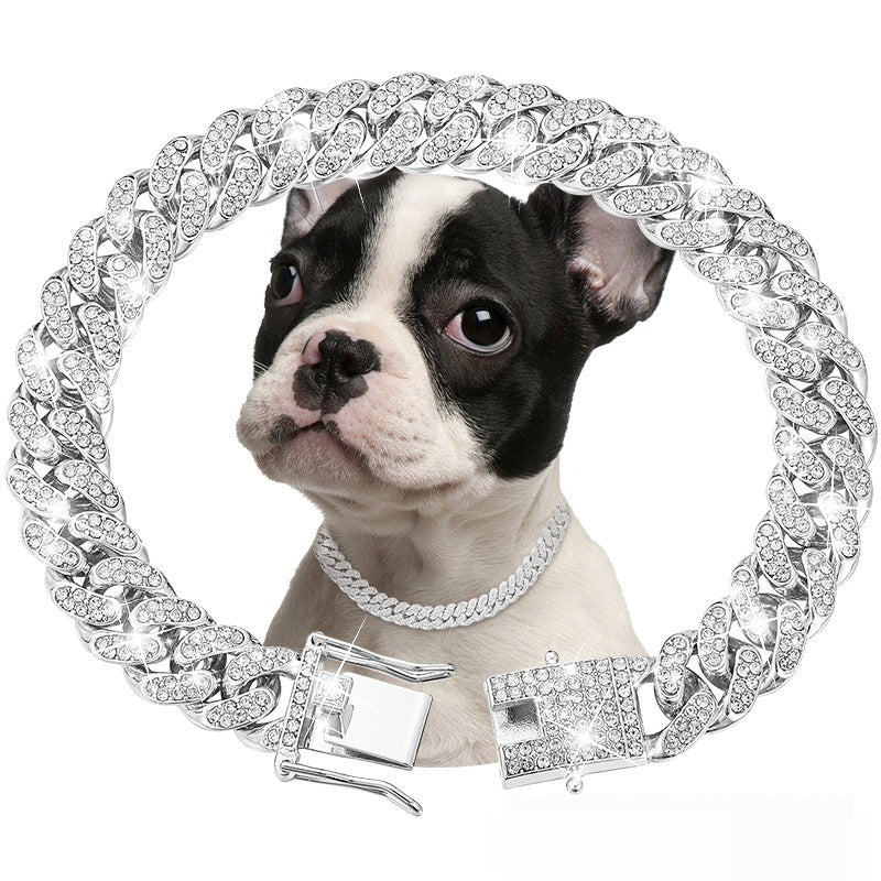 Cuban Chain Diamond Walking Metal Chain Collar