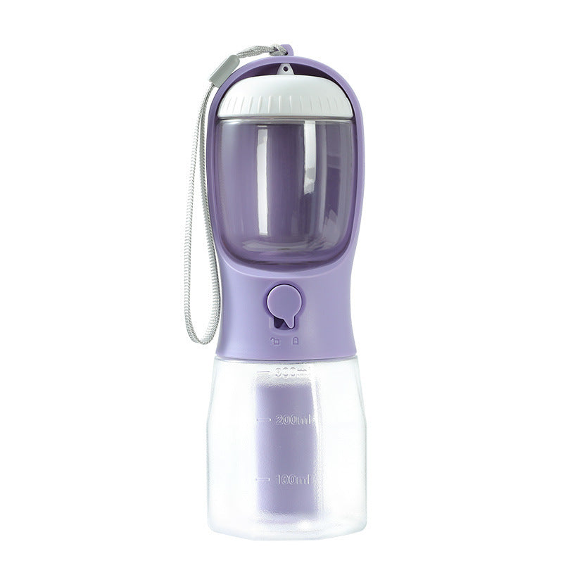 3-in-1 Portable Pet Water Bottle with Food & Waste Bag Dispenser – 300ml
