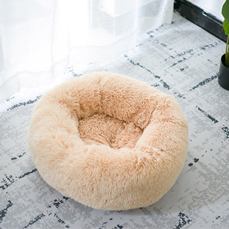 Luxury Calming Donut Pet Bed – Anti-Anxiety Plush Bed for Dogs & Cats