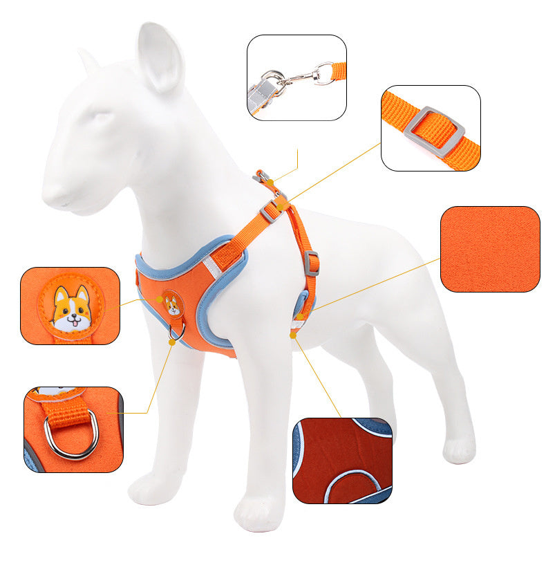 Reflective Dog Harness with Leash – Soft Suede, Lightweight & Comfortable