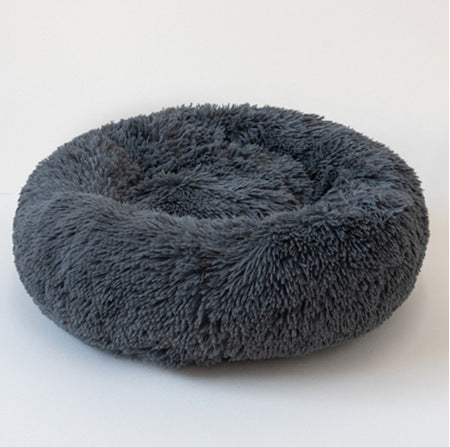 Luxury Calming Donut Pet Bed – Anti-Anxiety Plush Bed for Dogs & Cats