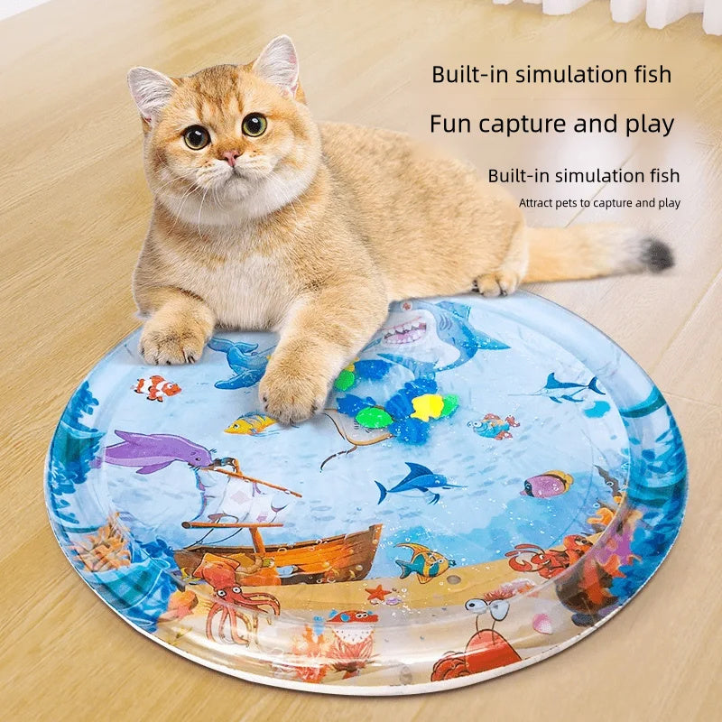 Inflatable Cat Water Playmat Bed – Cooling PVC Ice Pad with Fun Designs