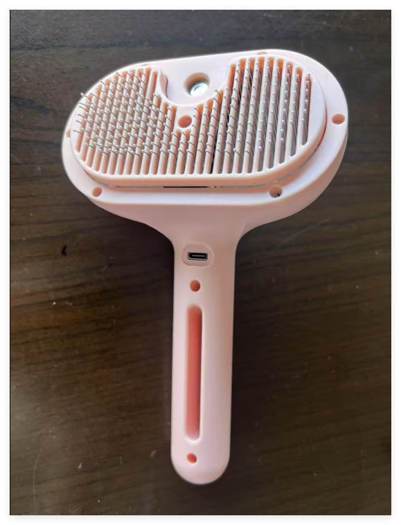 Pet Grooming Brush with Mist Spray – Dematting Comb & Hair Remover for Dogs & Cats