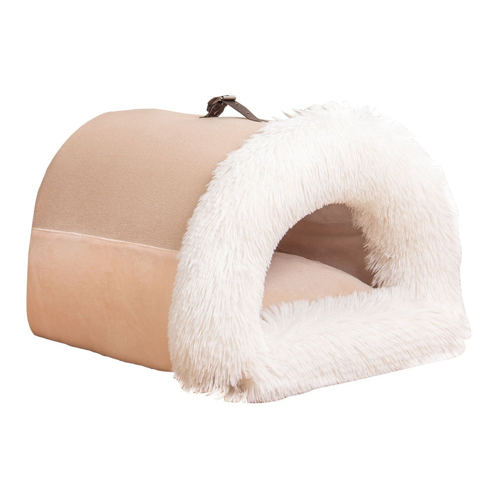 Plush Cat & Dog House – Semi-Enclosed Cozy Pet Nest with Privacy & Style
