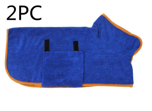 Super Absorbent Dog Bathrobe Towel – Quick Drying Pet Drying Coat with Adjustable Straps