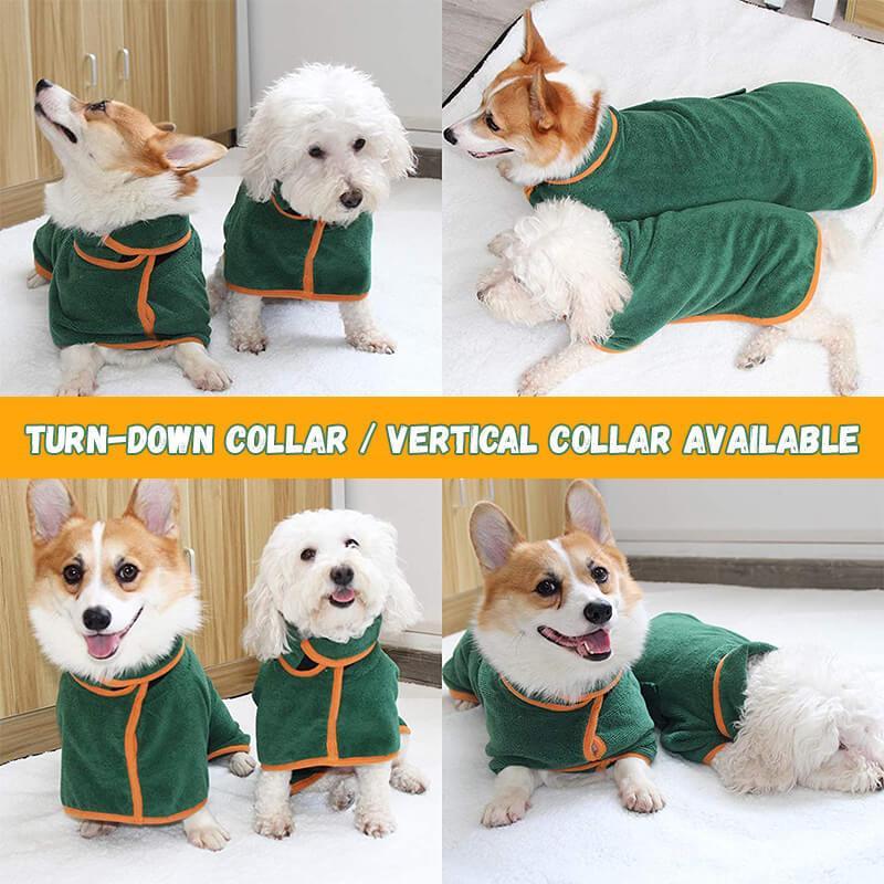 Super Absorbent Dog Bathrobe Towel – Quick Drying Pet Drying Coat with Adjustable Straps