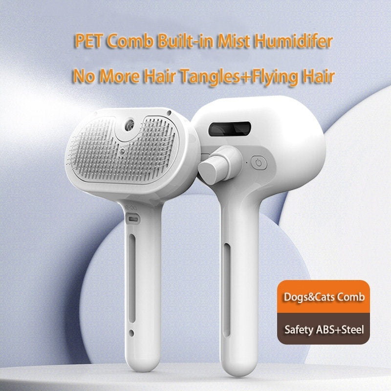 Pet Grooming Brush with Mist Spray – Dematting Comb & Hair Remover for Dogs & Cats