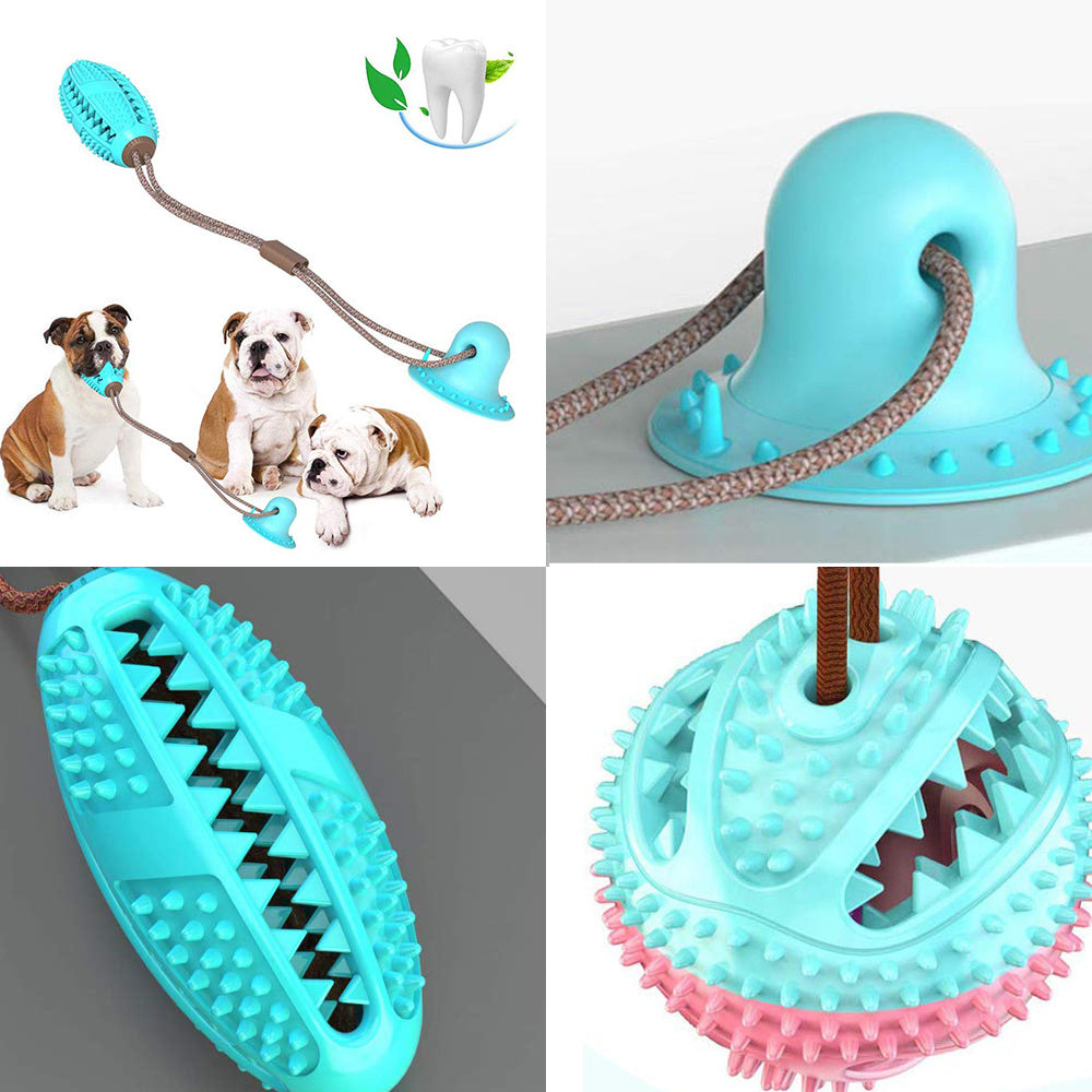 Interactive Suction Cup Tug Toy with Chew Ball – Teeth Cleaning Dog Toy