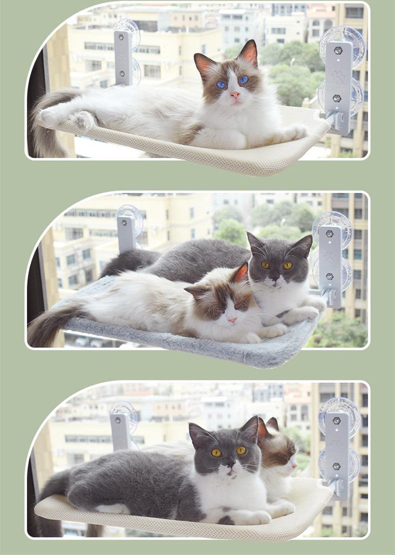 Luxury Plush Cat Window Perch – Suction Cup Hanging Bed