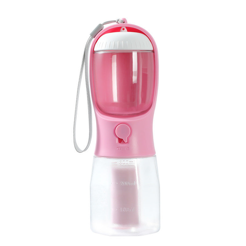3-in-1 Portable Pet Water Bottle with Food & Waste Bag Dispenser – 300ml