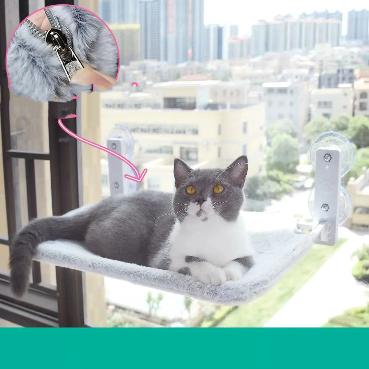 Luxury Plush Cat Window Perch – Suction Cup Hanging Bed