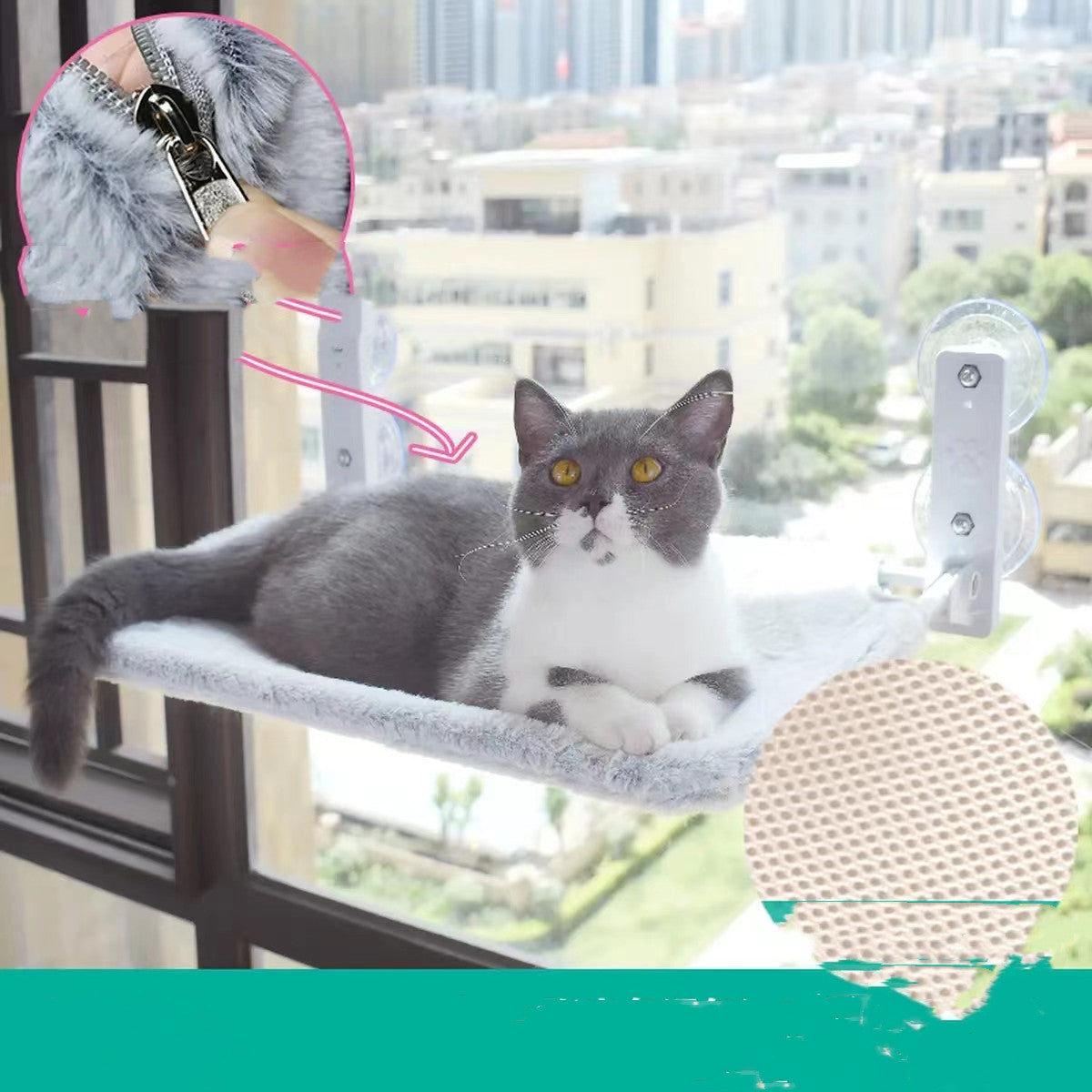 Luxury Plush Cat Window Perch – Suction Cup Hanging Bed
