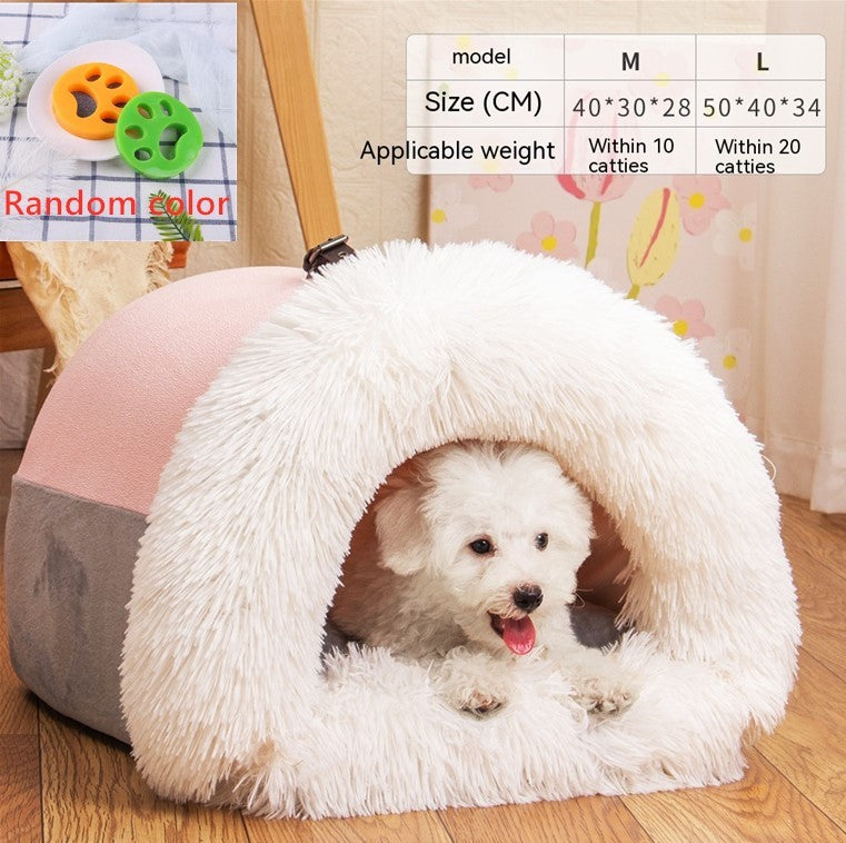 Plush Cat & Dog House – Semi-Enclosed Cozy Pet Nest with Privacy & Style