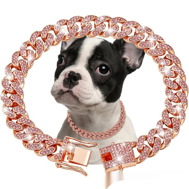 Cuban Chain Diamond Walking Metal Chain Collar