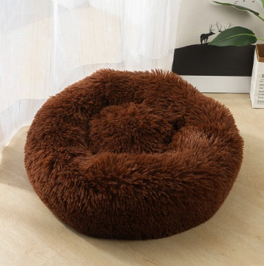 Luxury Calming Donut Pet Bed – Anti-Anxiety Plush Bed for Dogs & Cats