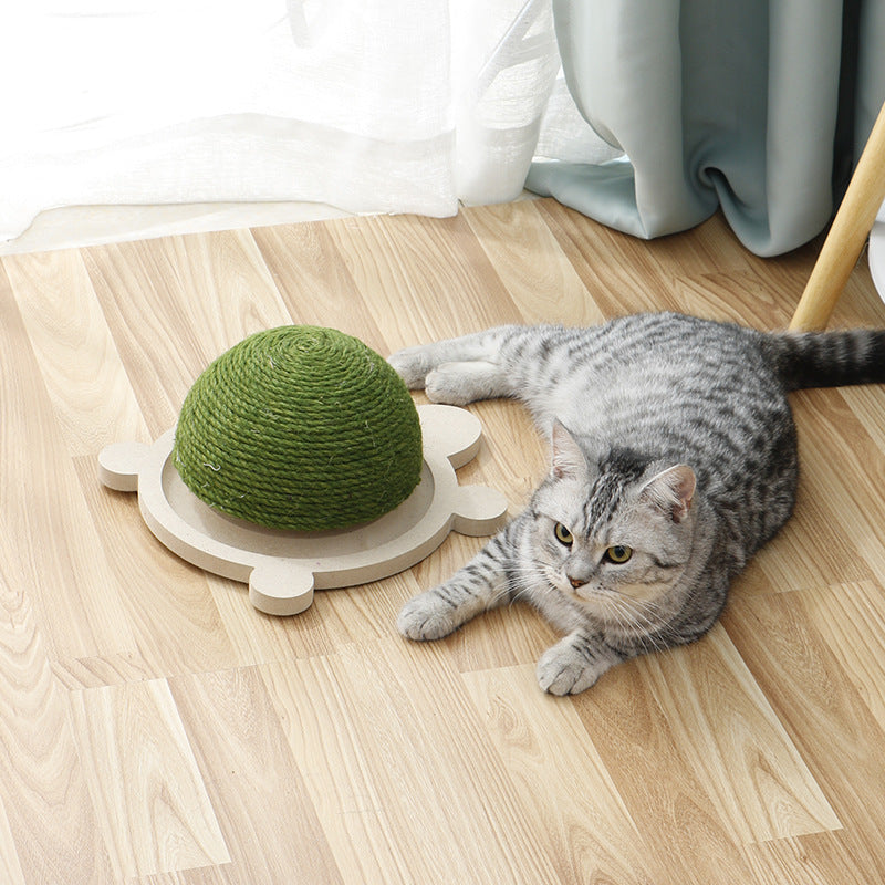 Tortoise Cat Scratching Board with Ball Toy – Durable Cotton Rope Play Mat