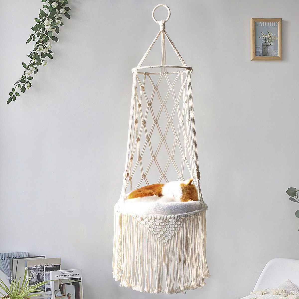 Handmade Cotton Cat Hammock – Hanging Bed with Optional Cushion