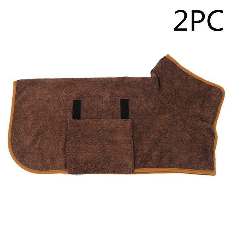 Super Absorbent Dog Bathrobe Towel – Quick Drying Pet Drying Coat with Adjustable Straps