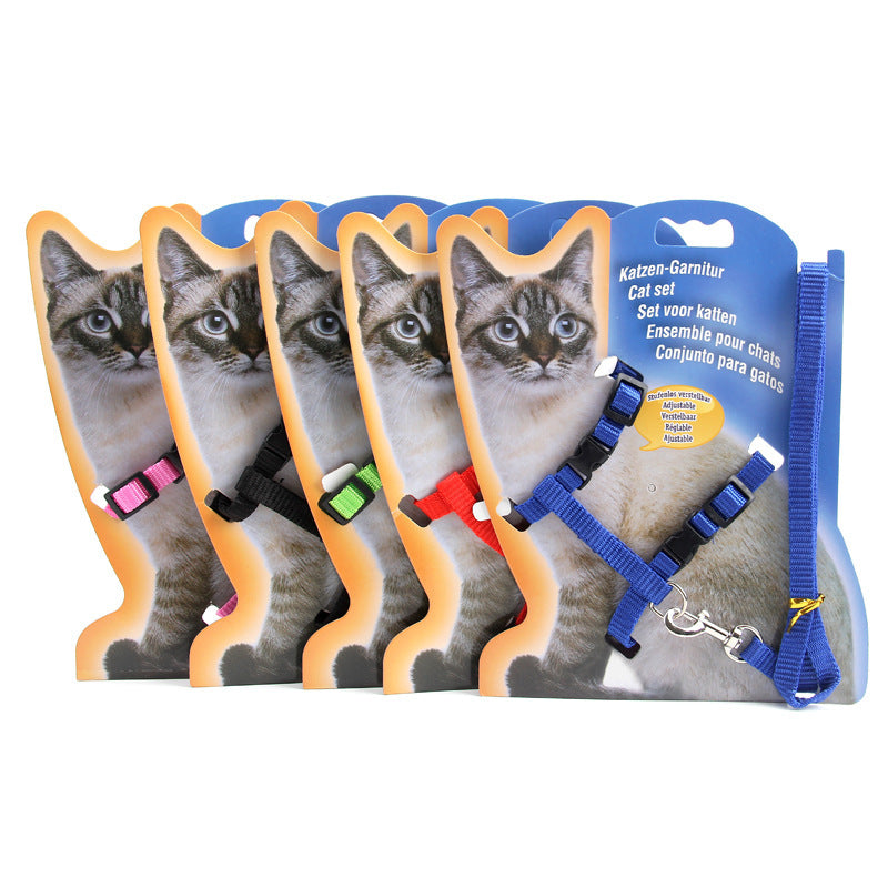 Adjustable Nylon Pet Harness with Leash – Comfortable Chest Strap for Dogs & Cats