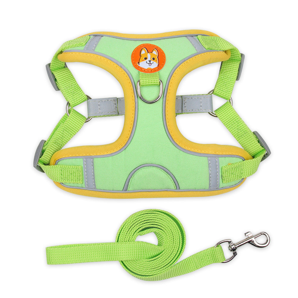 Reflective Dog Harness with Leash – Soft Suede, Lightweight & Comfortable