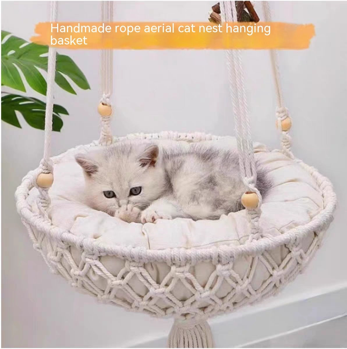 Handmade Cotton Cat Hammock – Hanging Bed with Optional Cushion