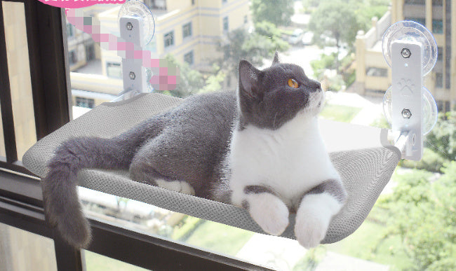Luxury Plush Cat Window Perch – Suction Cup Hanging Bed