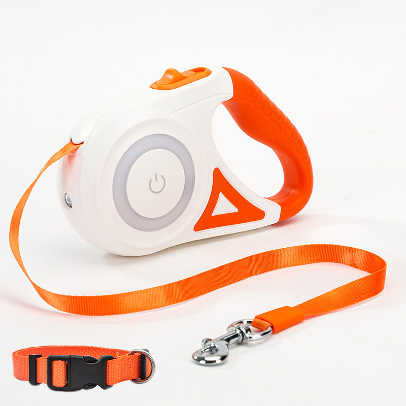 Retractable Dog Leash with One-Hand Brake – Telescopic, Explosion-Proof Options, with Optional Collar