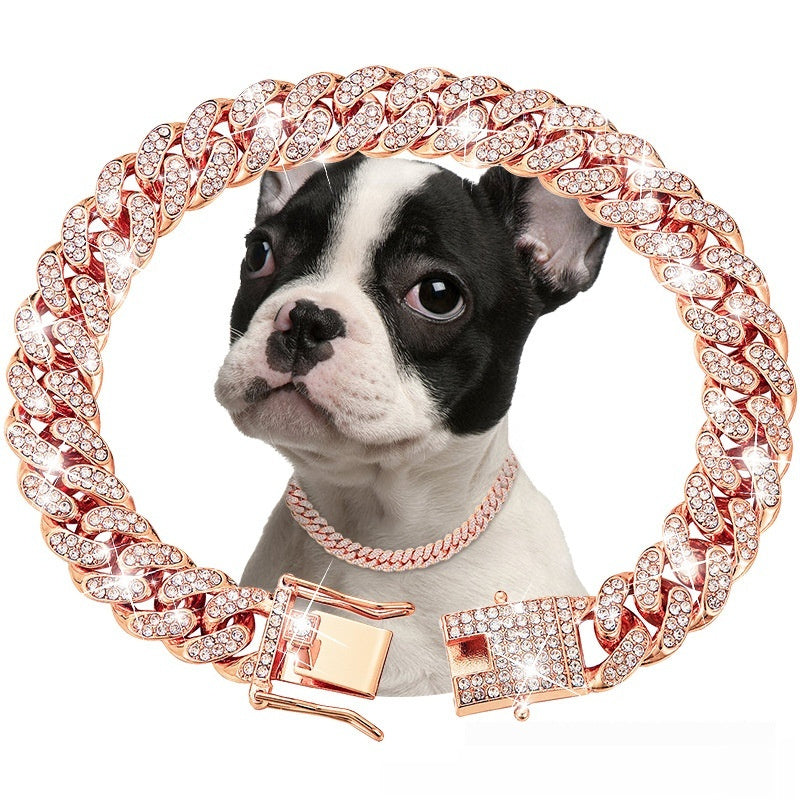 Cuban Chain Diamond Walking Metal Chain Collar