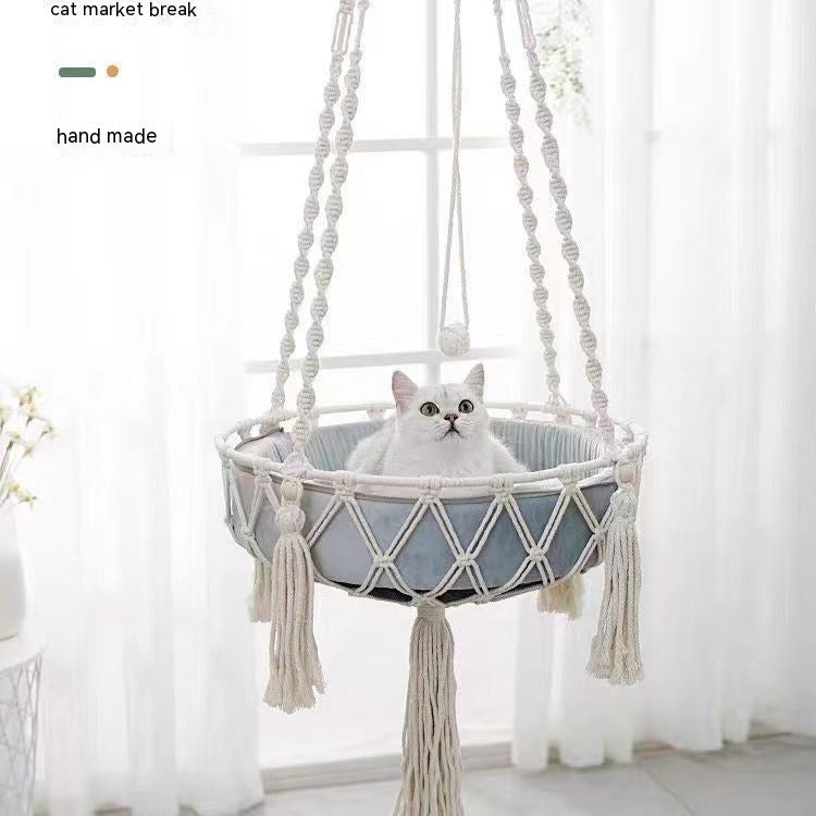 Handmade Cotton Cat Hammock – Hanging Bed with Optional Cushion