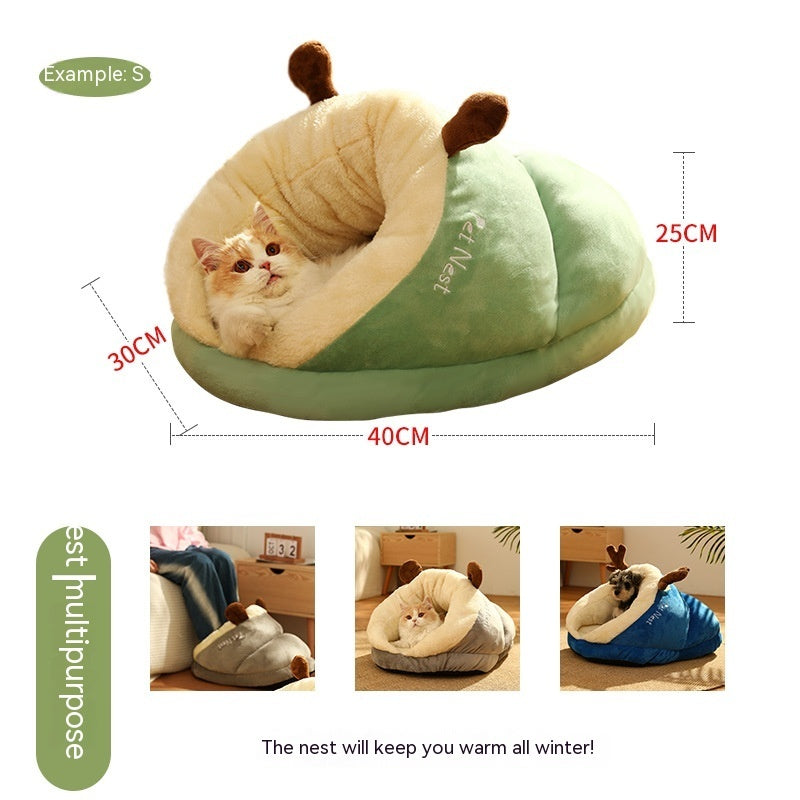 Thick Warm Slippers Pet Nest – Cozy Crystal Velvet Bed for Small Dogs