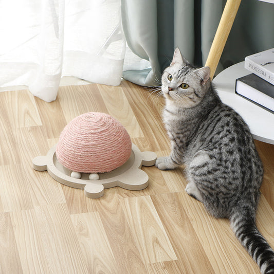 Tortoise Cat Scratching Board with Ball Toy – Durable Cotton Rope Play Mat