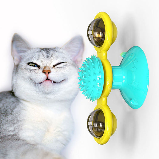 Interactive Suction Windmill Cat Toy – Catnip, Luminous Ball & Teeth Grinding