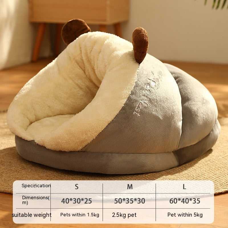 Thick Warm Slippers Pet Nest – Cozy Crystal Velvet Bed for Small Dogs