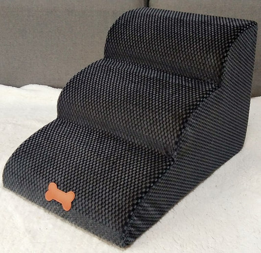 3-Tier Pet Stairs with Soft Flannel Cover – Dog & Cat Ramp Cushion