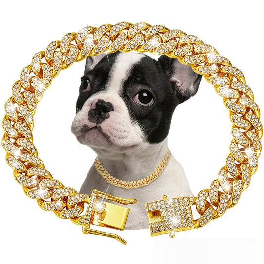 Cuban Chain Diamond Walking Metal Chain Collar