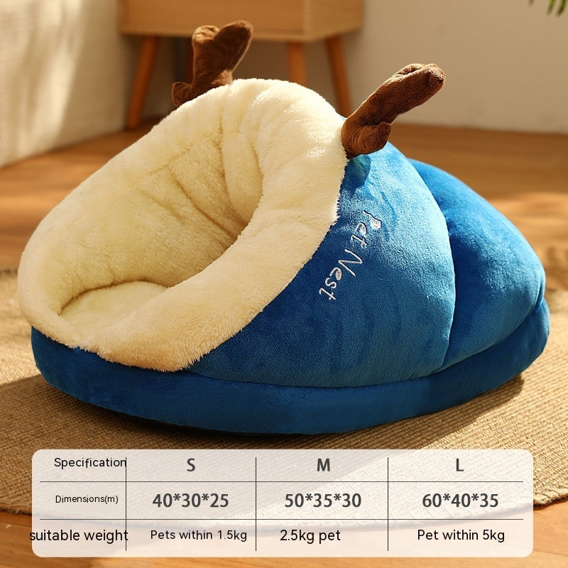 Thick Warm Slippers Pet Nest – Cozy Crystal Velvet Bed for Small Dogs