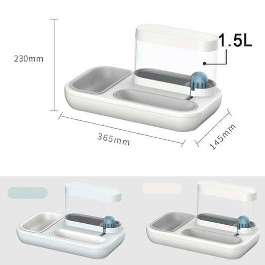 1.5L Double Pet Bowl with Water Dispenser – Food & Water Feeder for Cats & Dogs