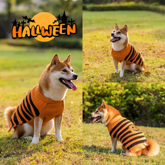 Halloween Dog Sweater – Cozy Knit Pet Outfit for Small Dogs