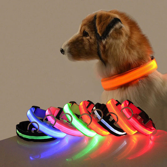 LED Nylon Dog Leash & Collar Set – Glow-in-the-Dark Flashing Pet Gear for Night Safety