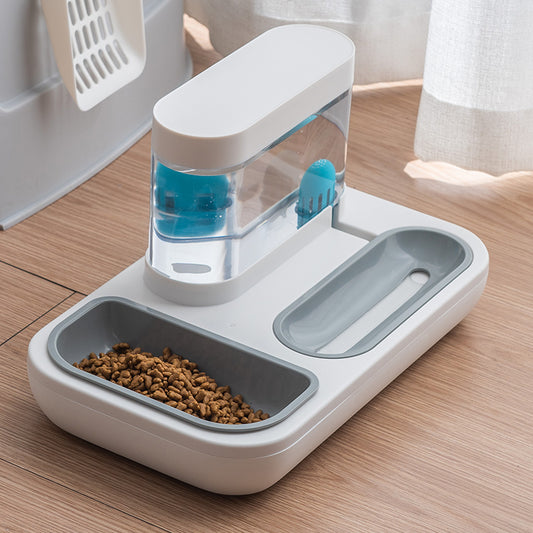1.5L Double Pet Bowl with Water Dispenser – Food & Water Feeder for Cats & Dogs