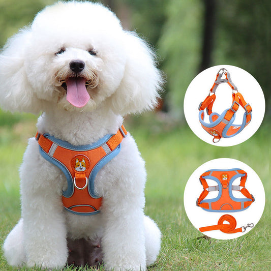 Reflective Dog Harness with Leash – Soft Suede, Lightweight & Comfortable