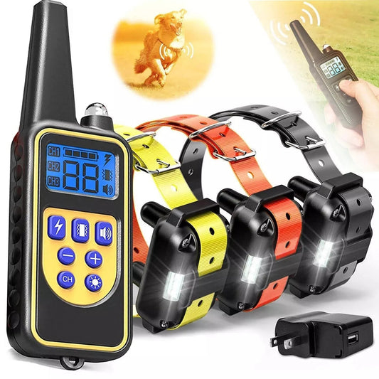 Digital Dog Training Collar Waterproof Rechargeable Remote Control Pet with LCD Display for All Size Shock Vibration Sound -3000 FT
