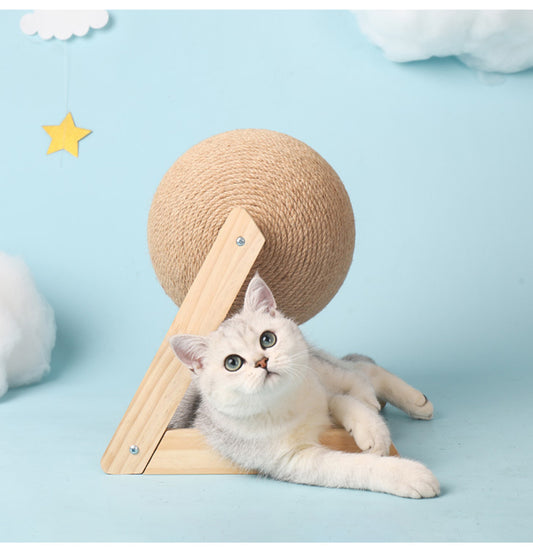 Wooden Cat Scratch Ball – Furniture Protection Toy with Hemp Rope