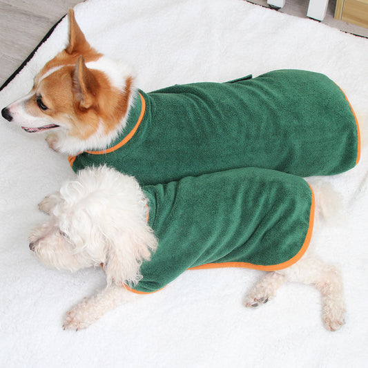 Super Absorbent Dog Bathrobe Towel – Quick Drying Pet Drying Coat with Adjustable Straps